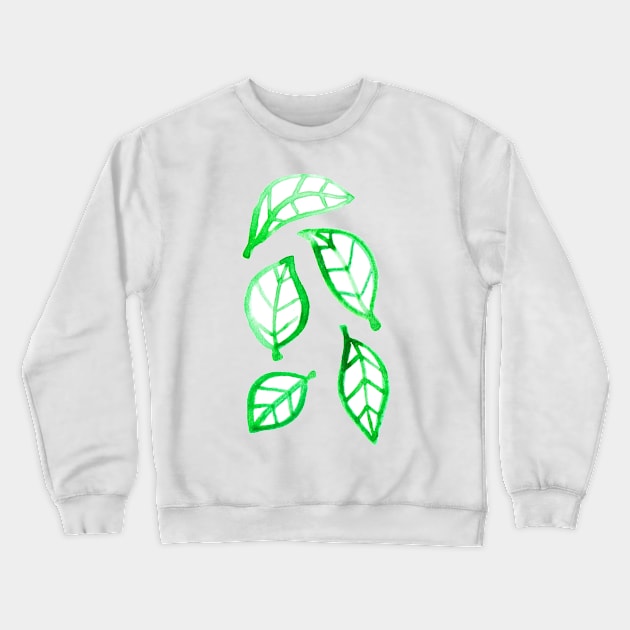 Simple Green Watercolor Leaves Crewneck Sweatshirt by saradaboru